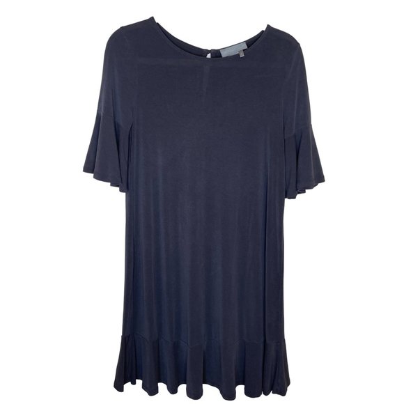 Anthropologie Dresses & Skirts - Anthropologie Charcoal Keyhole Ruffle Hem Dress, S Petite